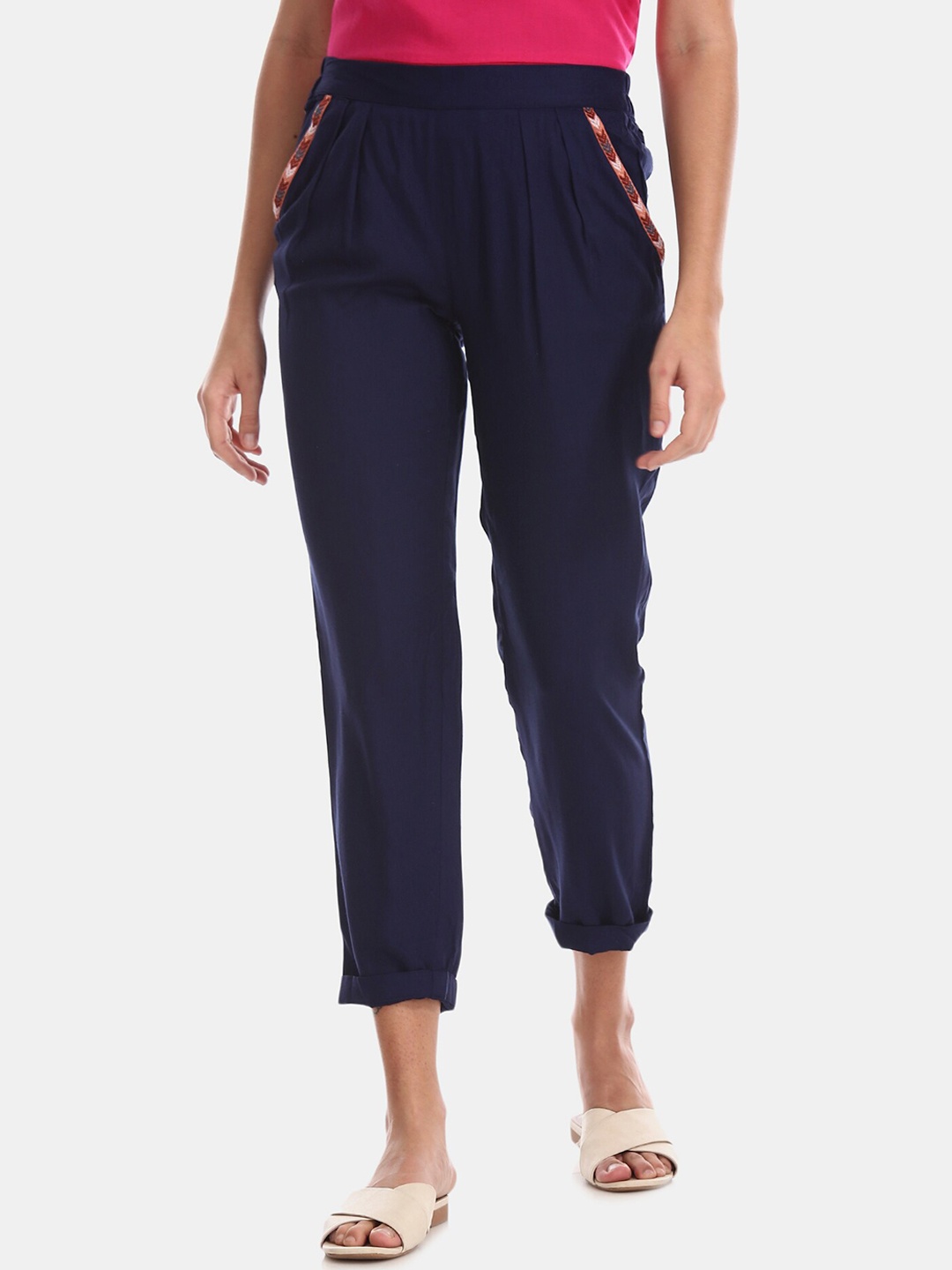

Bronz Women Blue Pleated Trousers