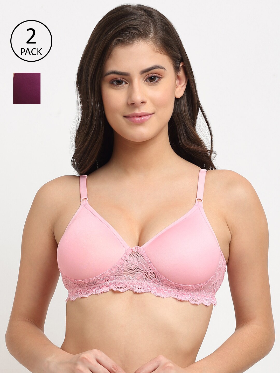

Friskers Pack Of 2 Pink & Purple Lightly Padded Push-Up Bra