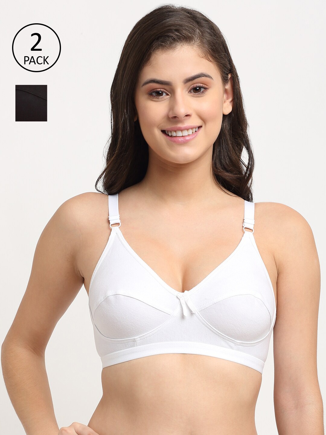 

Friskers Pack Of 2 Black & White Cotton Balconette Bra