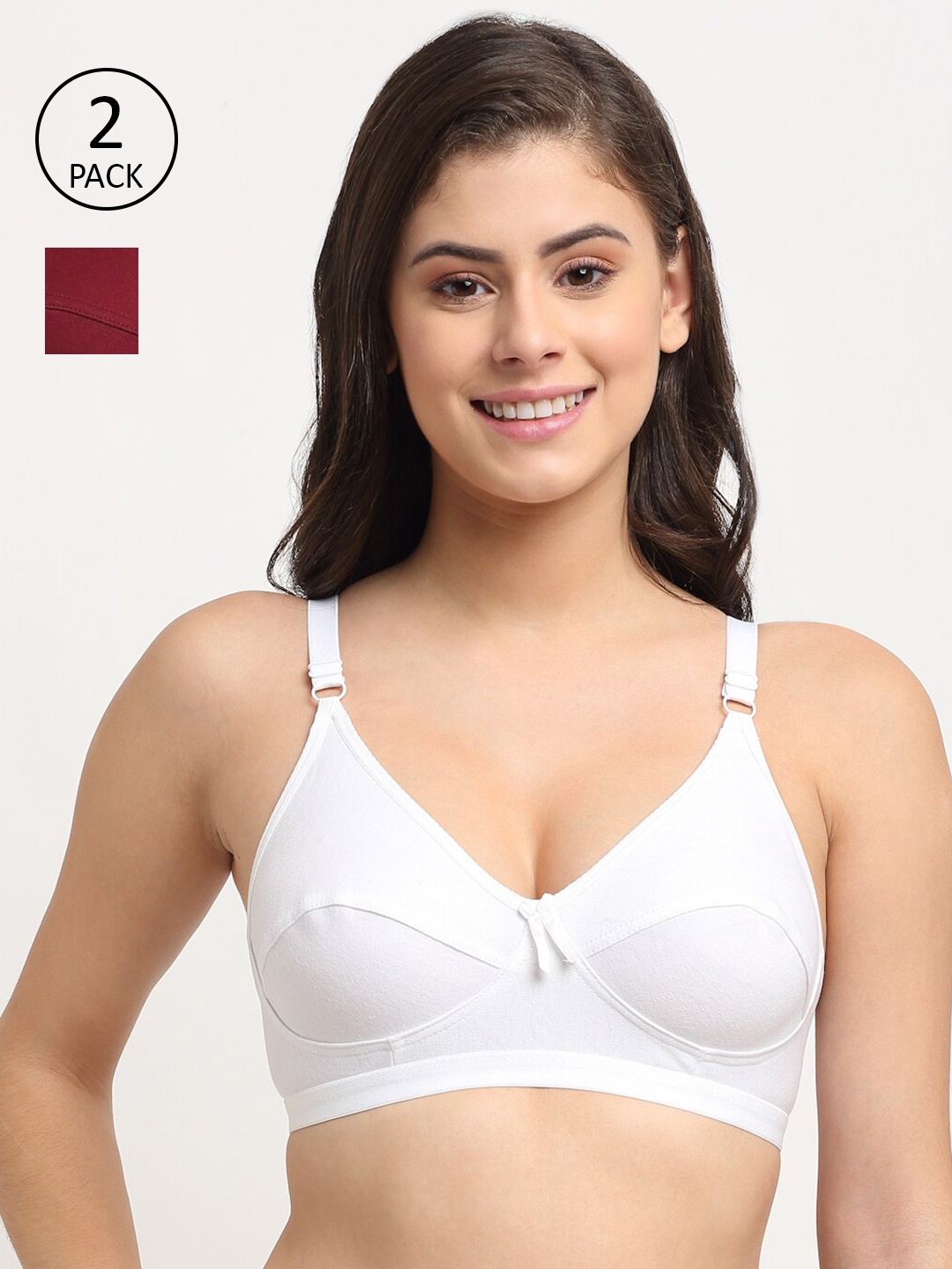 

Friskers Pack Of 2 Maroon & White Balconette Bra 2O-312-14-318-02-30