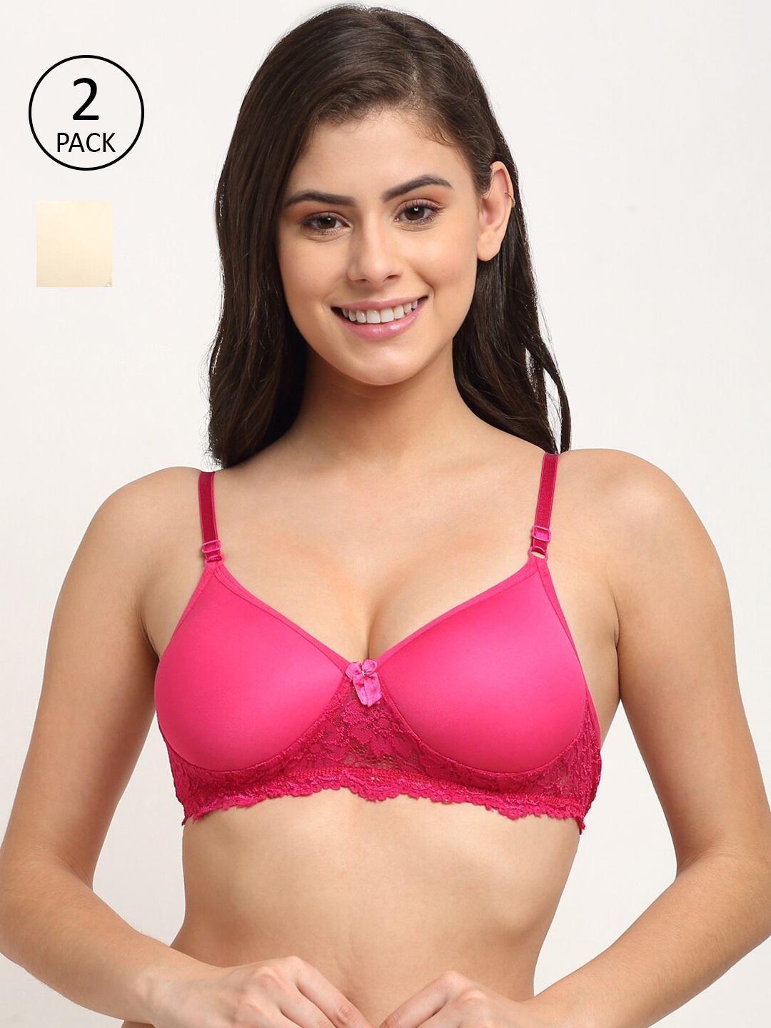 

Friskers Pack of 2 Pink & Beige Lightly Padded Everyday Bra