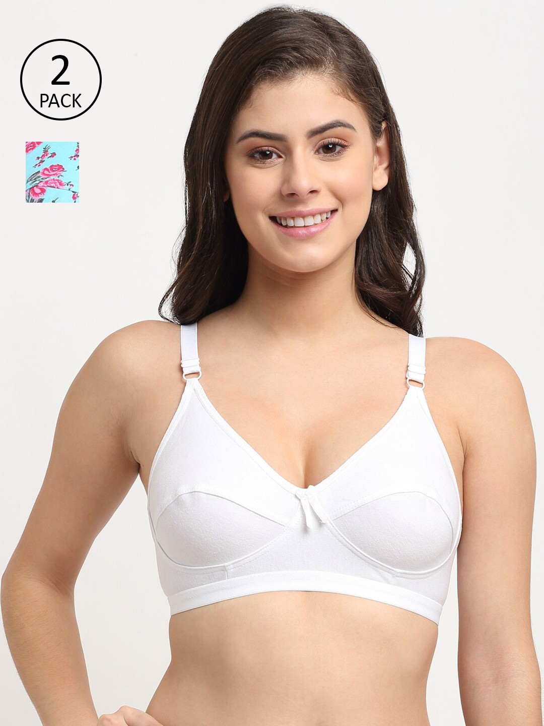 

Friskers Women Pack of 2 Multi Solid Non Padded Cotton Bra