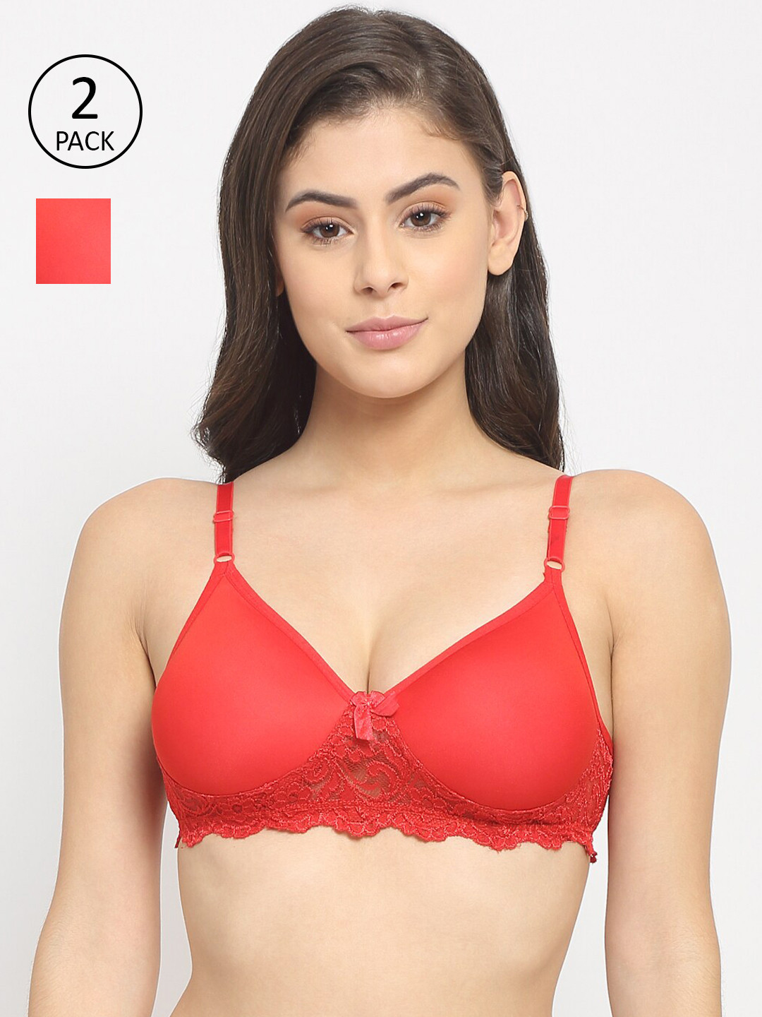 

Friskers Pack Of 2 Red Lightly Padded Push-Up Bra 2O-315-03-315-03-30