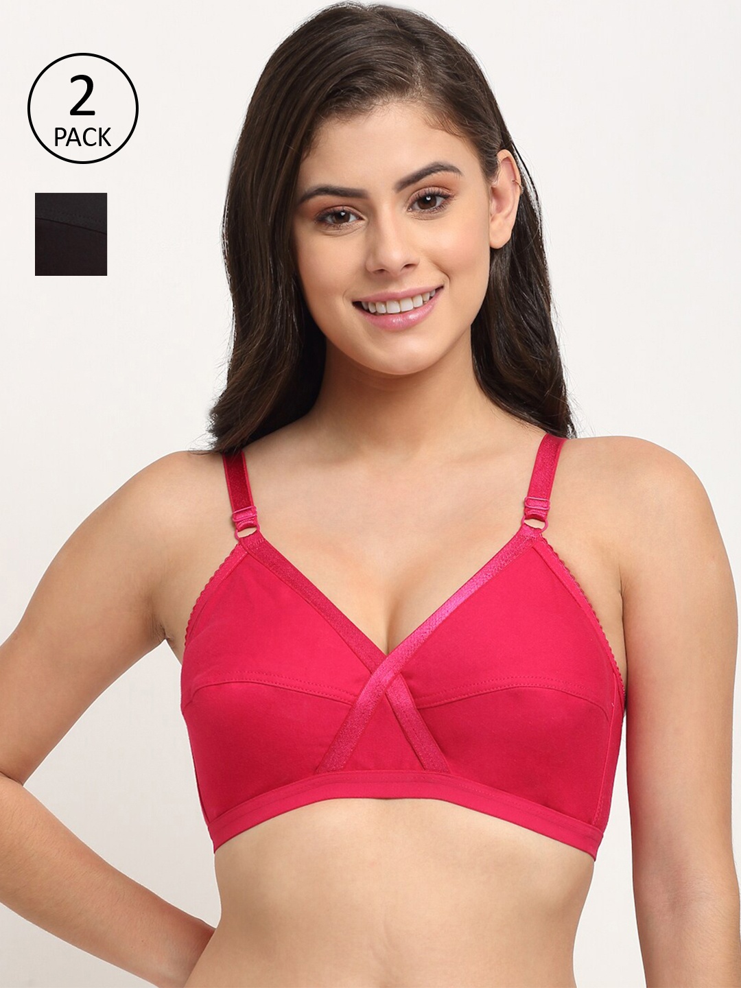 

Friskers Pack of 2 Black & Pink Balconette Bra