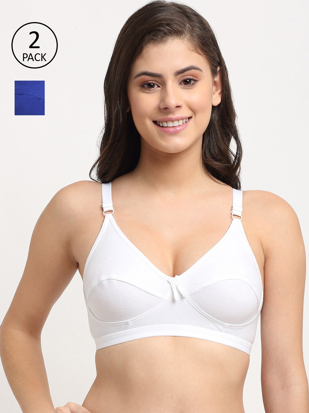 

Friskers Blue & White Cotton Balconette Bra