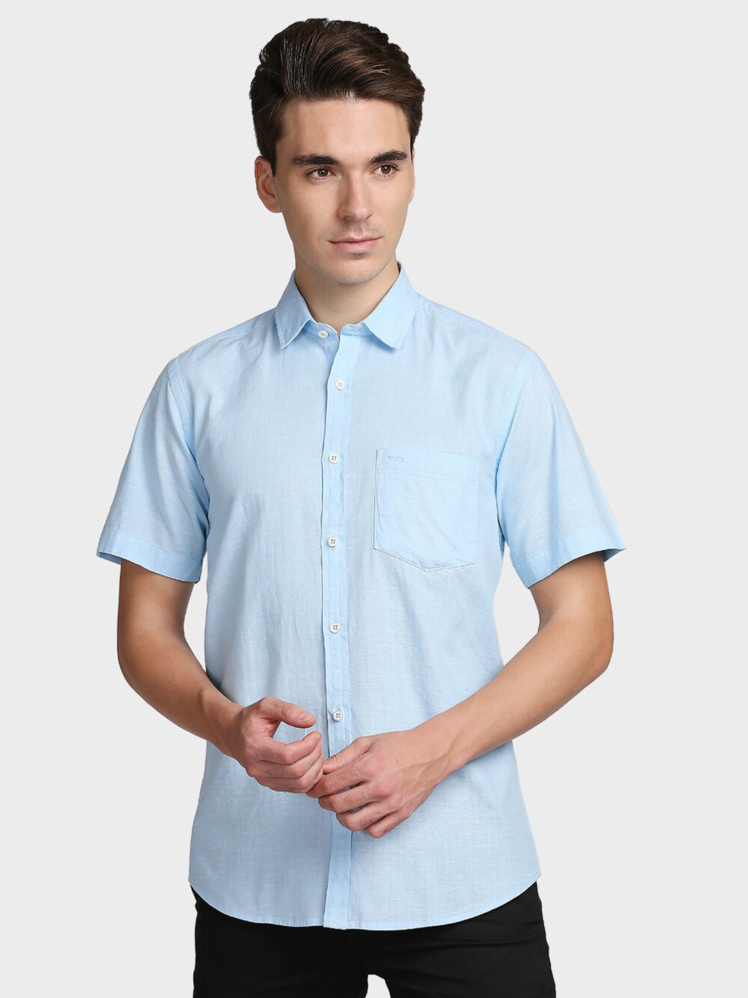 

ColorPlus Men Blue Tailored Fit Opaque Checked Cotton Casual Shirt