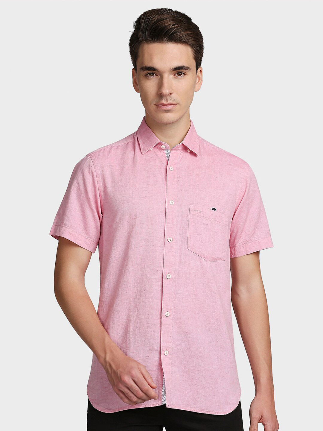 

ColorPlus Men Pink Tailored Fit Opaque Casual Shirt
