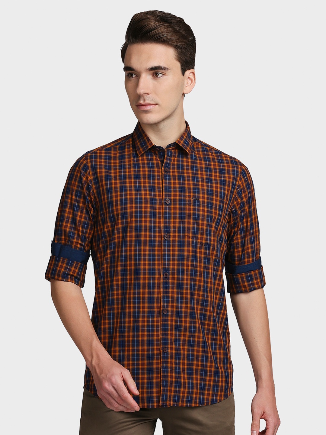 

ColorPlus Men Yellow Tartan Checks Opaque Checked Casual Shirt