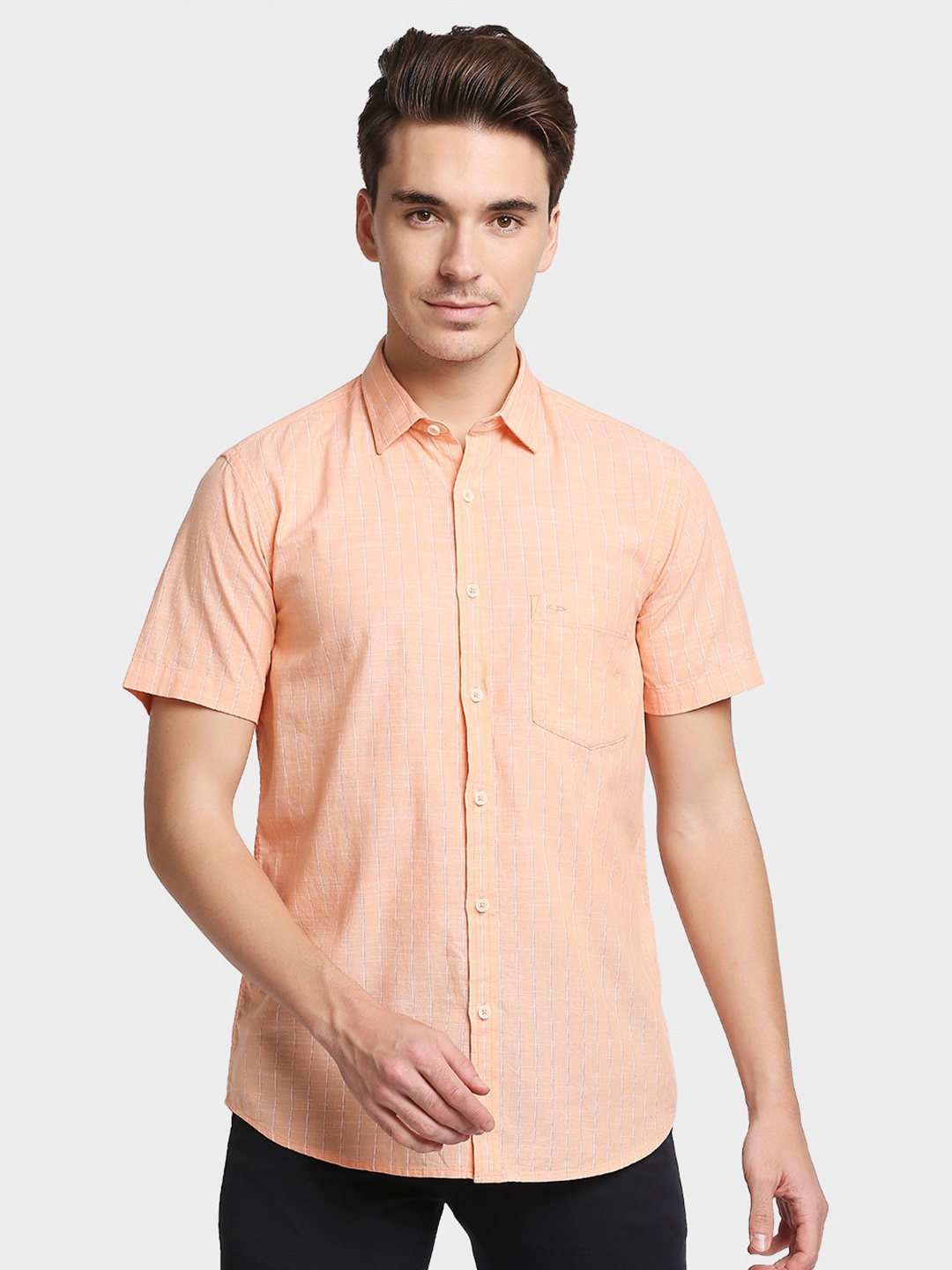 

ColorPlus Men Orange Tailored Fit Opaque Casual Cotton Shirt