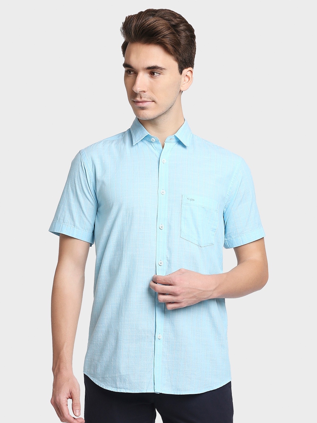 

ColorPlus Men Blue Tailored Fit Opaque Printed Casual Shirt