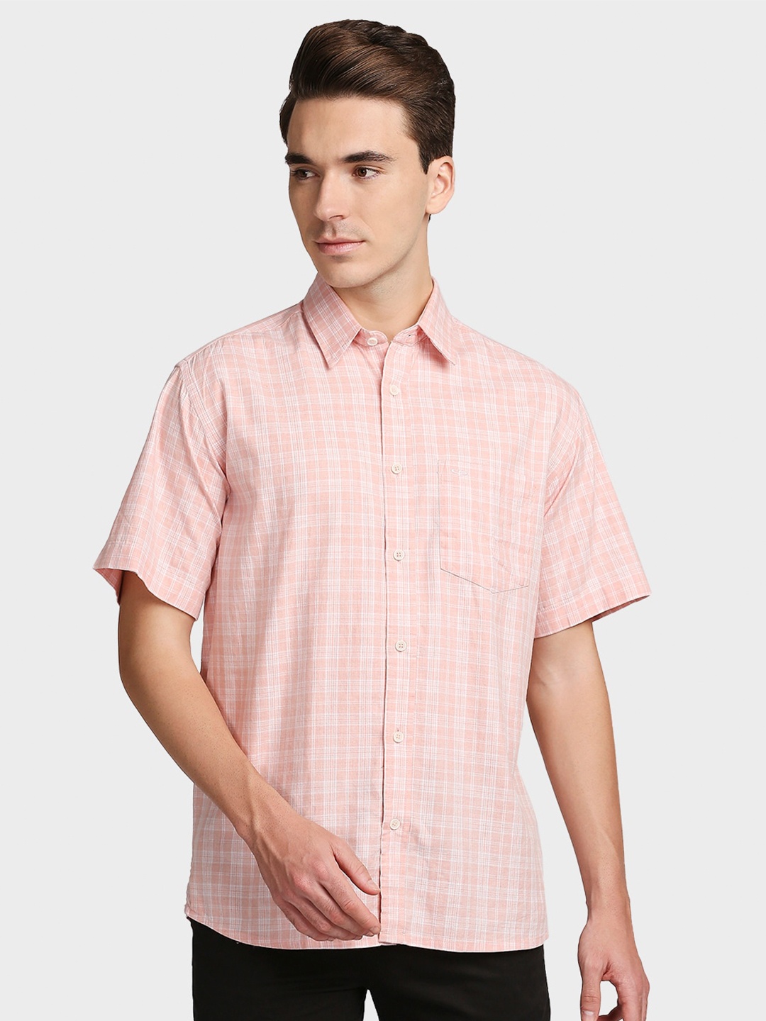 

ColorPlus Men Orange Opaque Checked Casual Shirt
