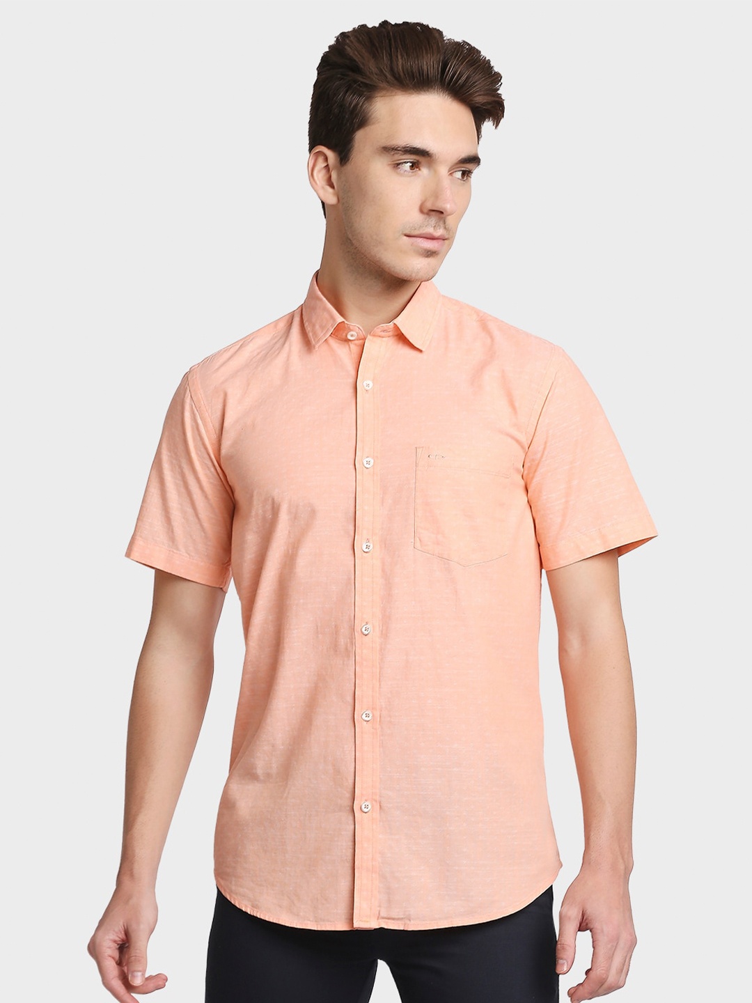 

ColorPlus Men Orange Tailored Fit Opaque Casual Shirt