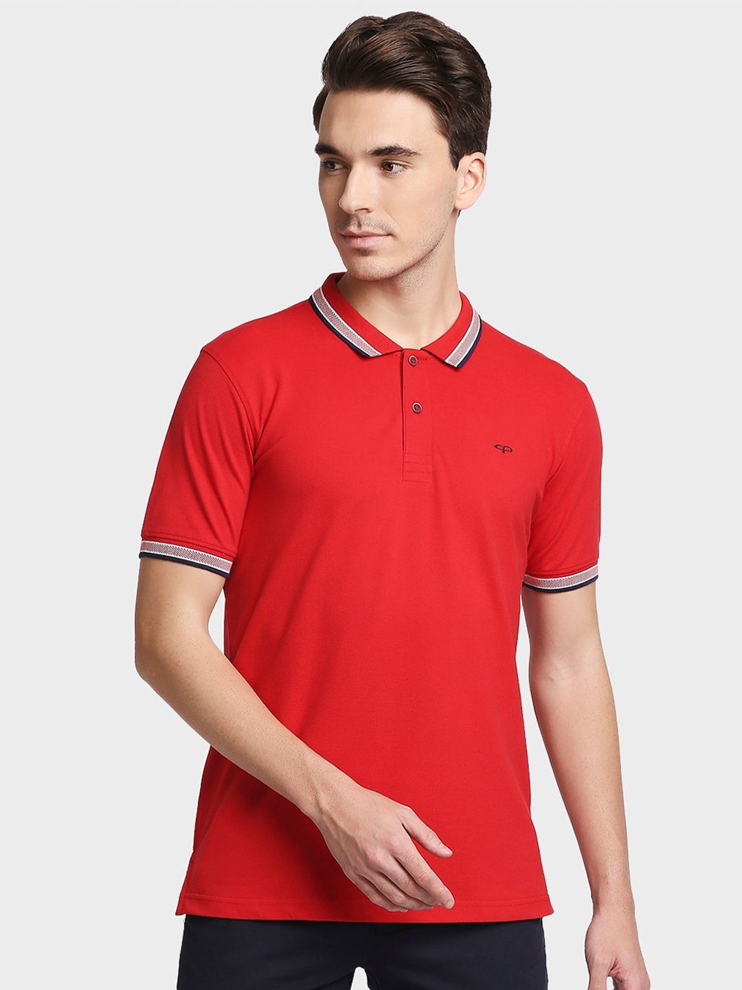 

ColorPlus Men Red Cotton Polo Collar T-shirt