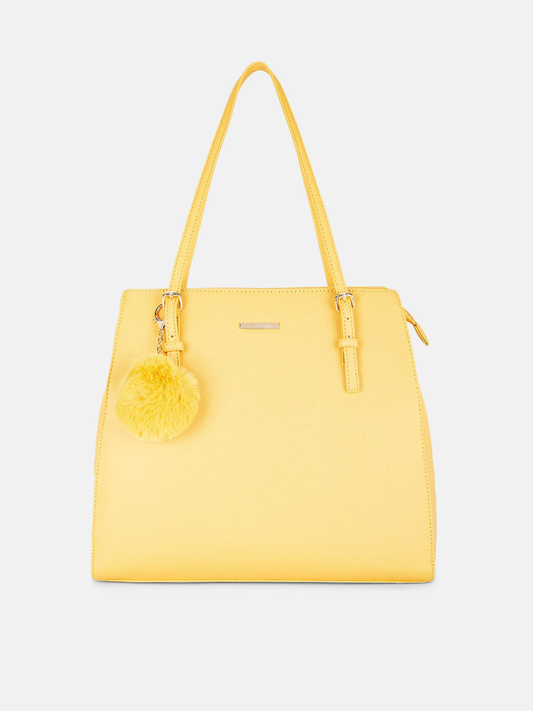 

Forever Glam by Pantaloons Yellow PU Structured Shoulder Bag with Tasselled