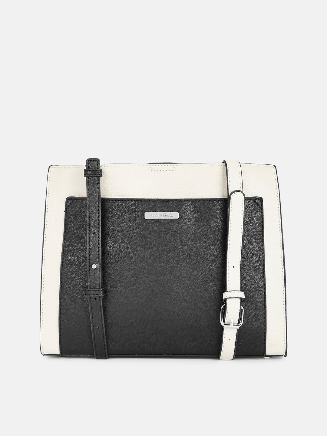 

Forever Glam by Pantaloons Black Colourblocked PU Structured Satchel