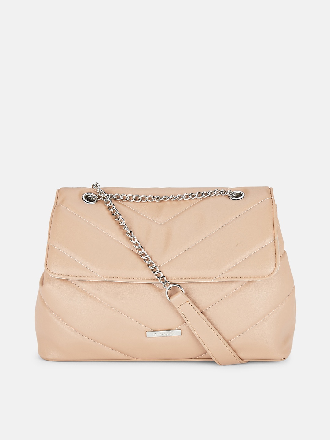 

Forever Glam by Pantaloons Beige PU Structured Sling Bag