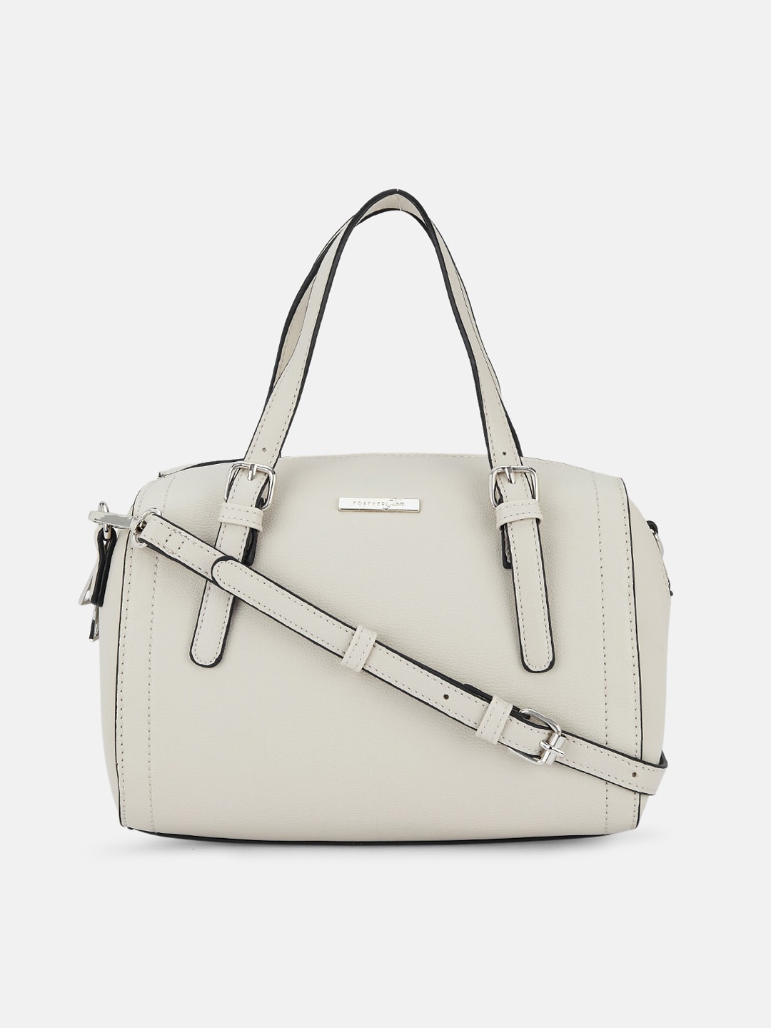 

Forever Glam by Pantaloons Cream-Coloured PU Bowling Handheld Bag