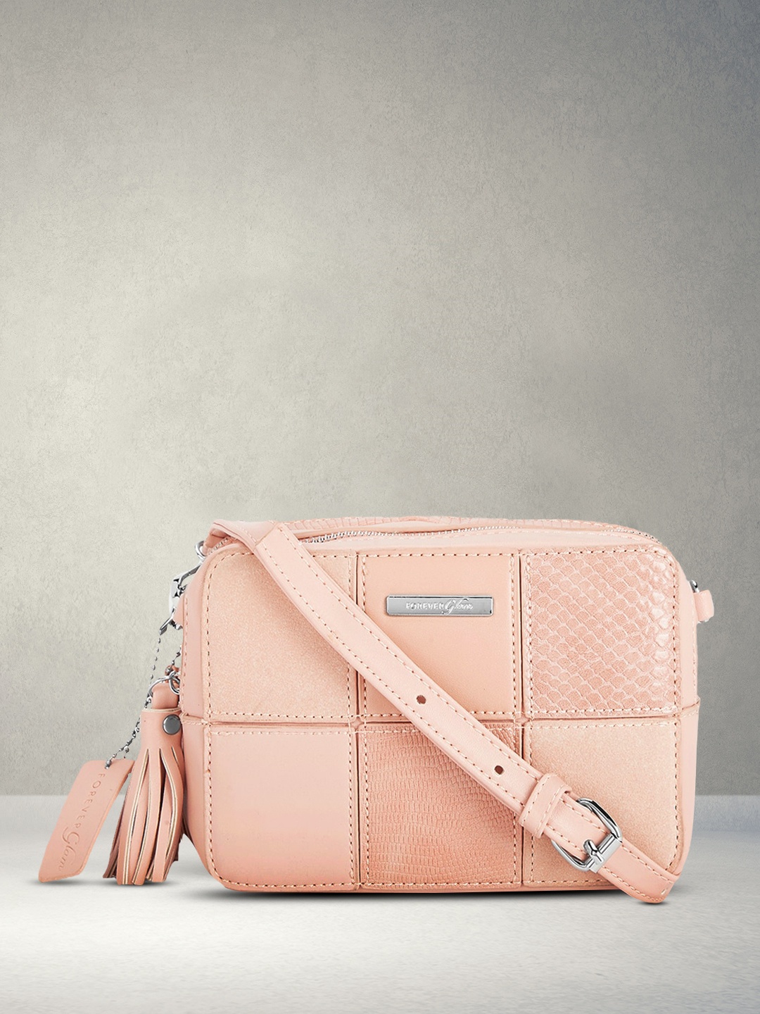 

Forever Glam by Pantaloons Pink PU Swagger Sling Bag with Tasselled