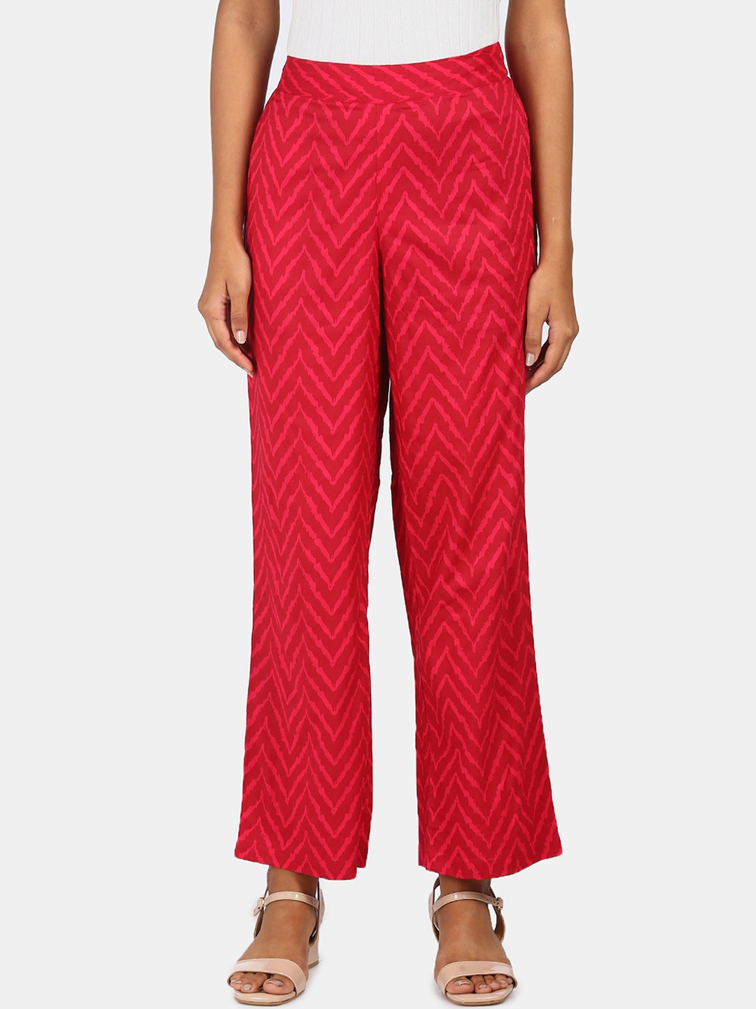 

Karigari Women Red Solid Parallel Trousers