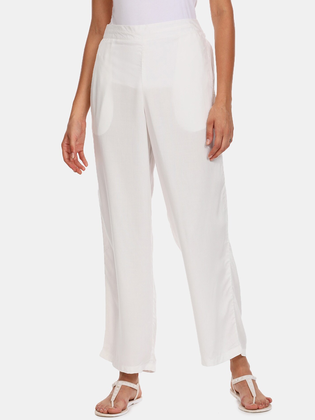 

Karigari Women White Parallel Trousers