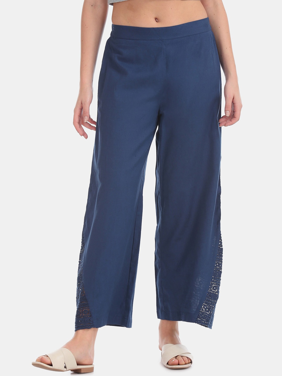 

Karigari Women Blue Parallel Trousers