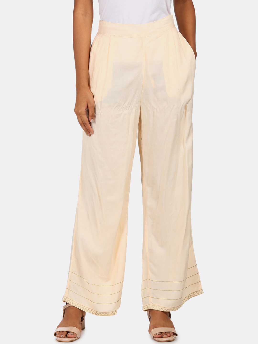 

Karigari Women Off-White Palazzos
