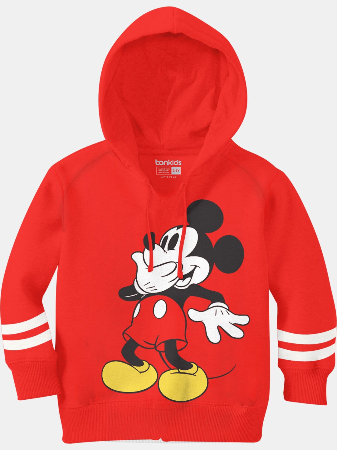 

BONKIDS Boys Red Printed Hooded Sweatshirt