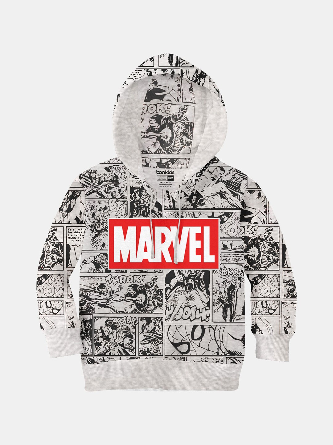 

BONKIDS Girls Grey Printed Hooded Sweatshirt