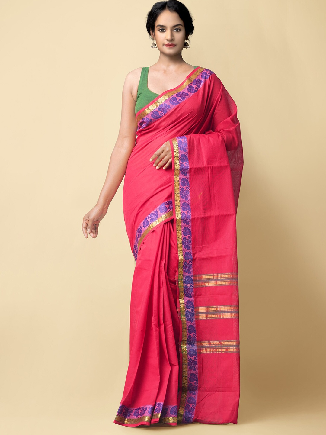 

Unnati Silks Red Woven Design Pure Cotton Venkatgiri Saree