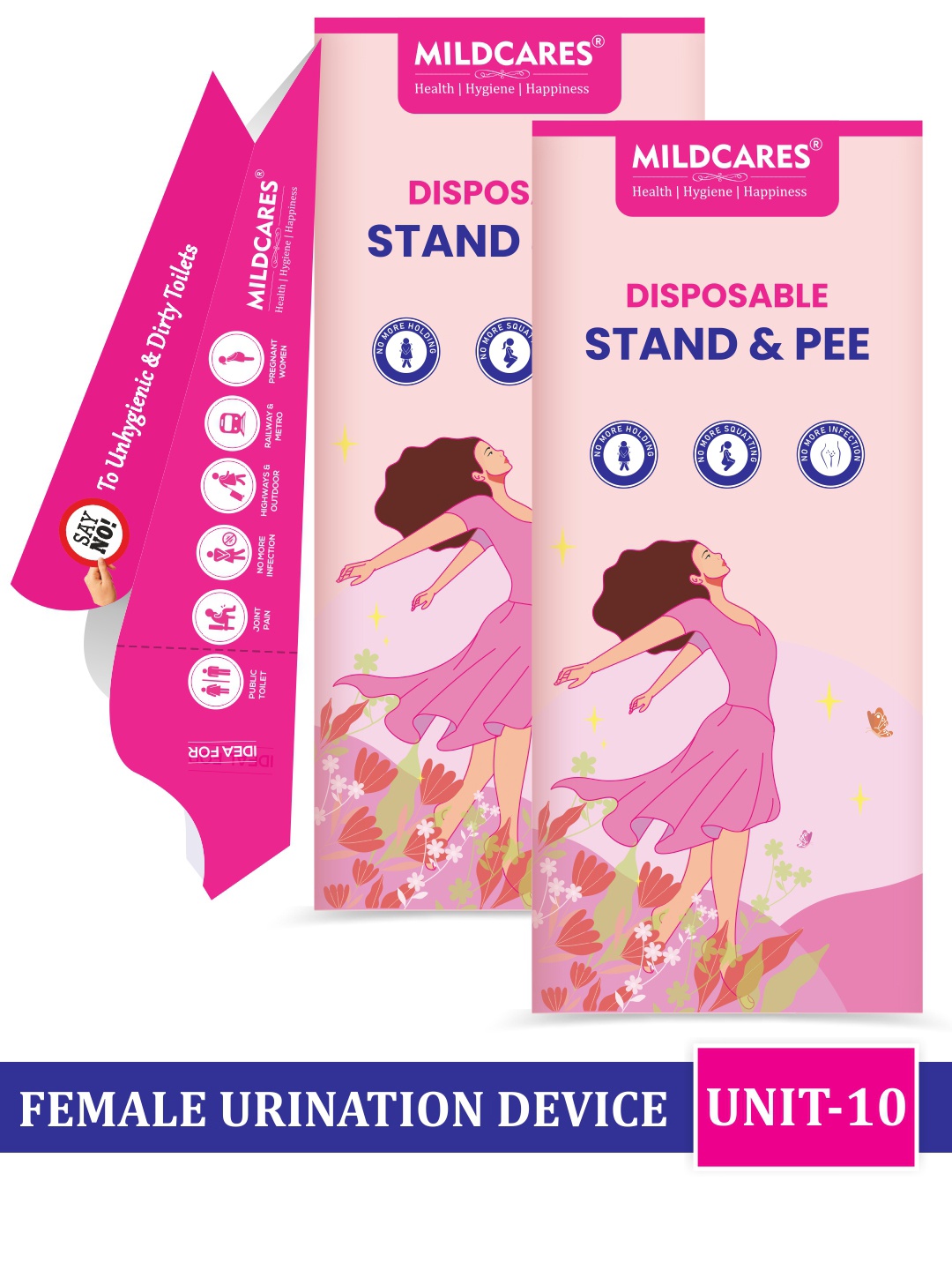 

MILDCARES Pink Set of 2 Disposable Stand & Pee