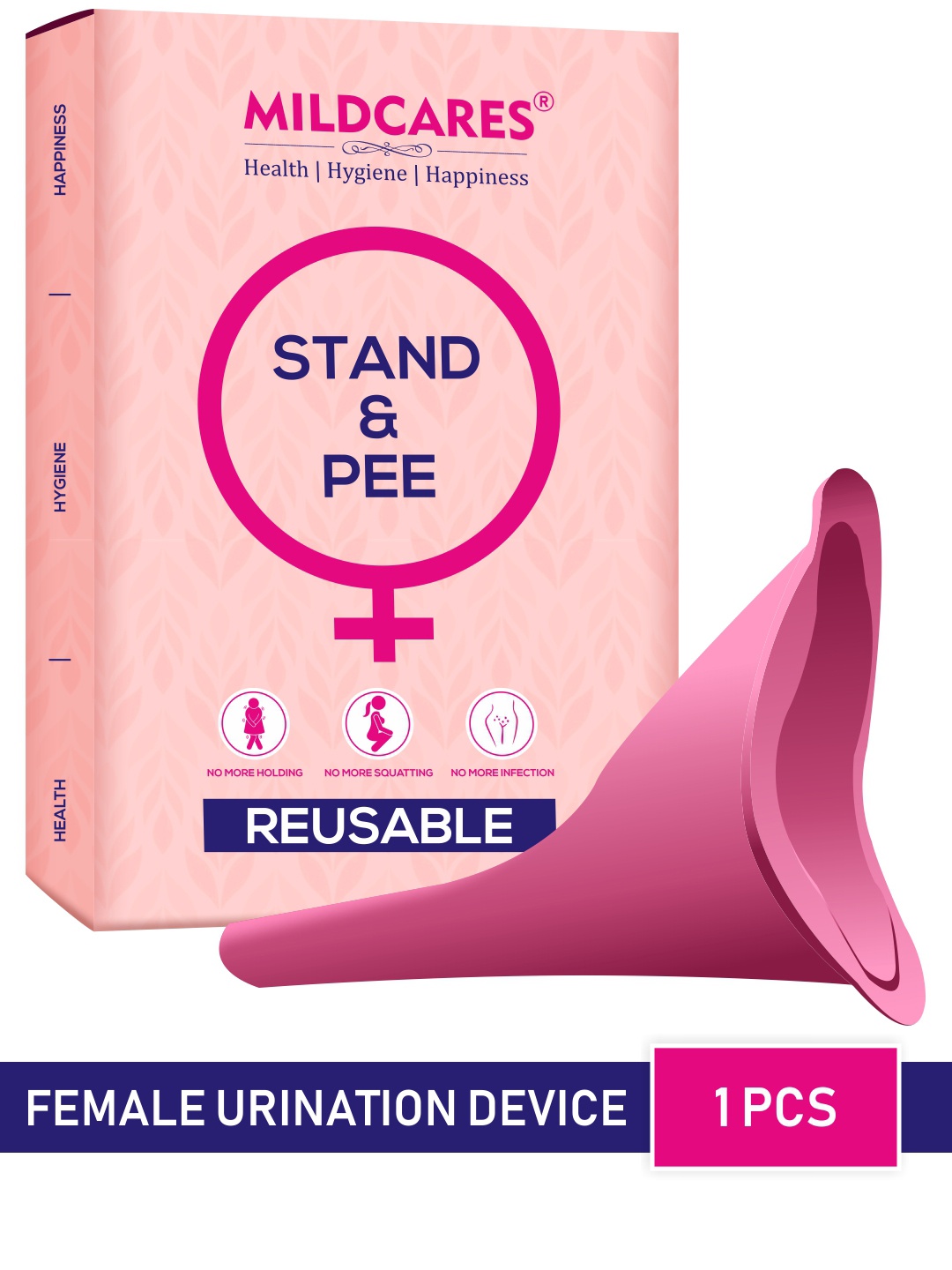

MILDCARES Mildcares UTI Prevention Travel Friendly Silicone Stand & Pee Device, Pink