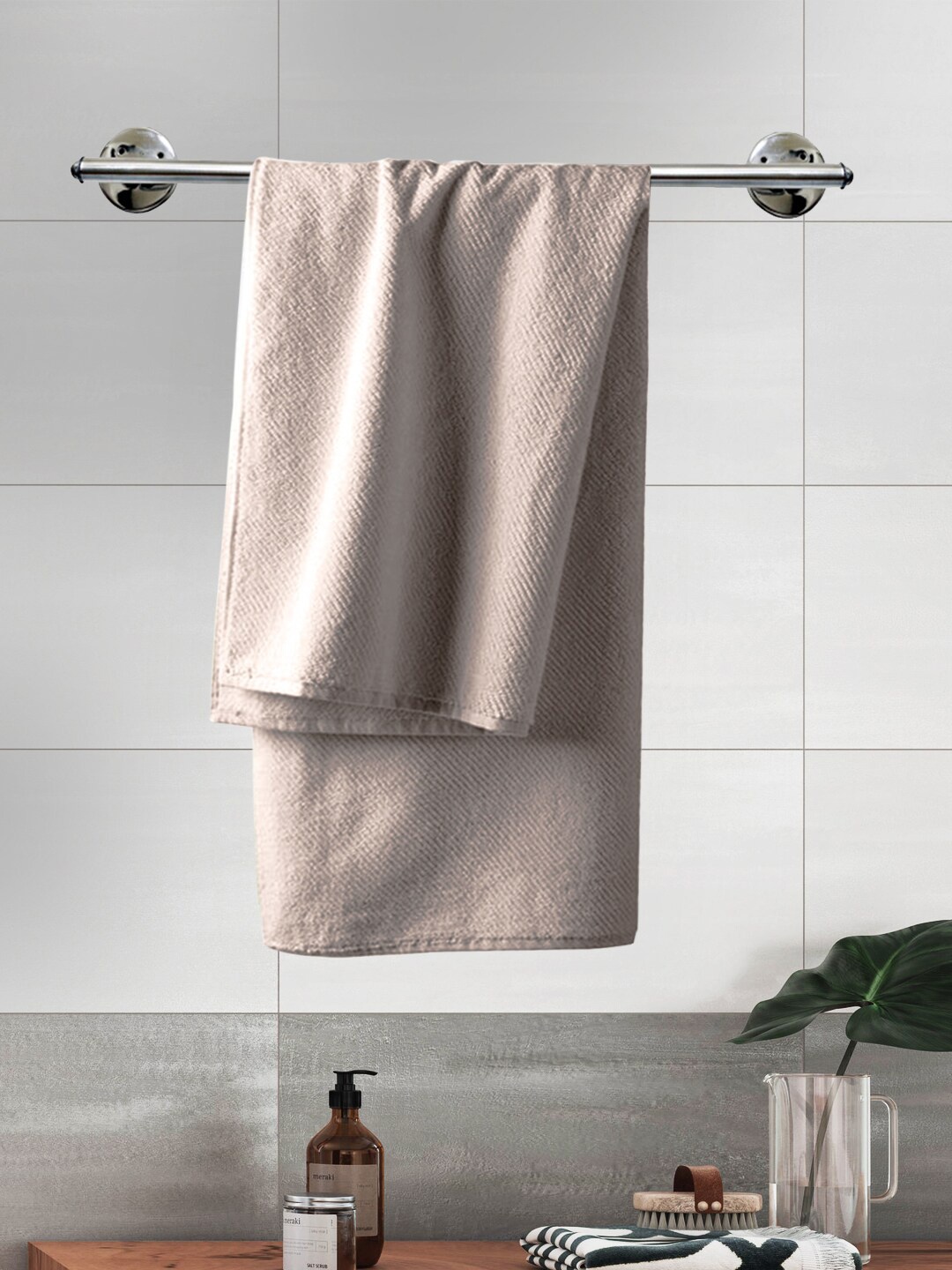

AMOUVE Beige Solid Quick Dry 550 GSM Sustainable Organic Cotton Bath Towel