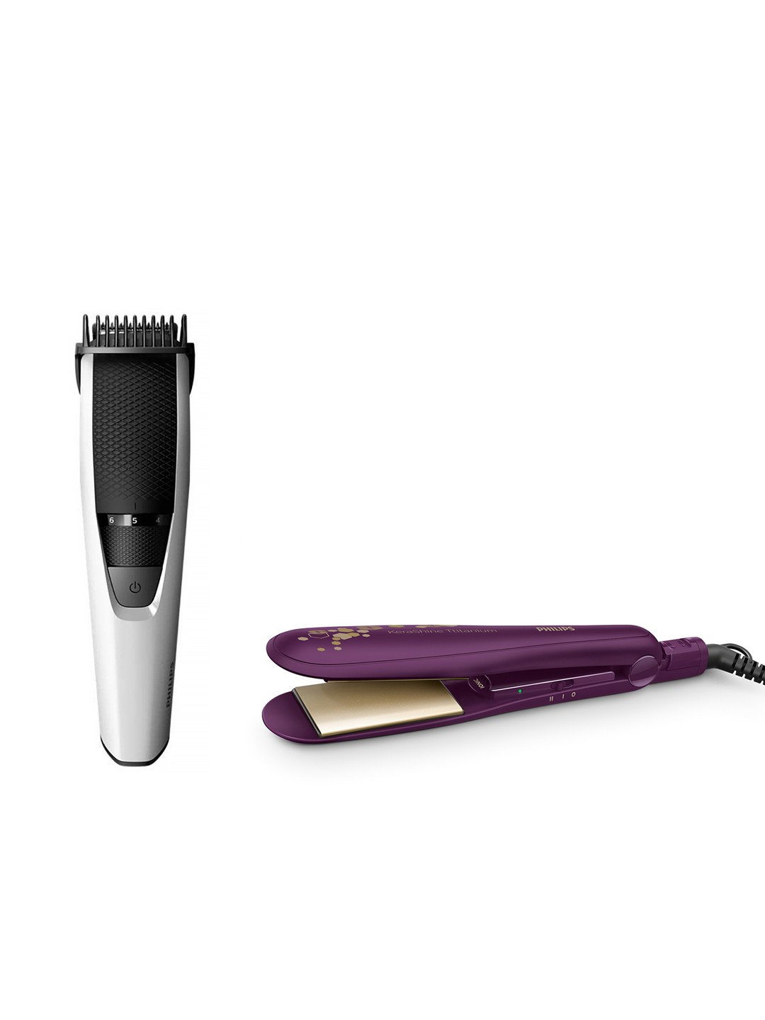 

Philips Unisex Set of Series 3000 Trimmer & Kerashine Hair Straightener, Black