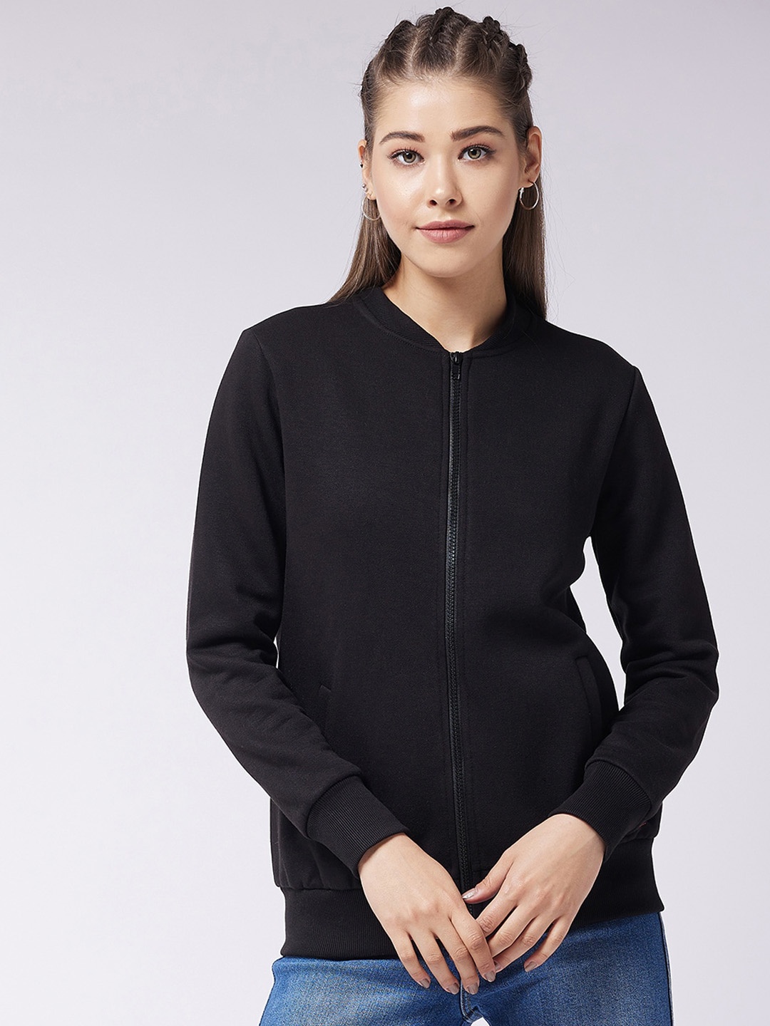 

Miss Chase Women Black Solid Bomber Jacket