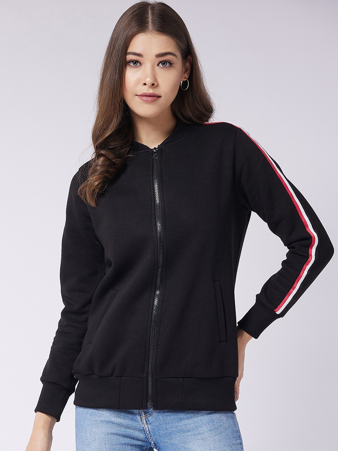 

Miss Chase Women Black Solid Fleece Twill Tailored Jacket