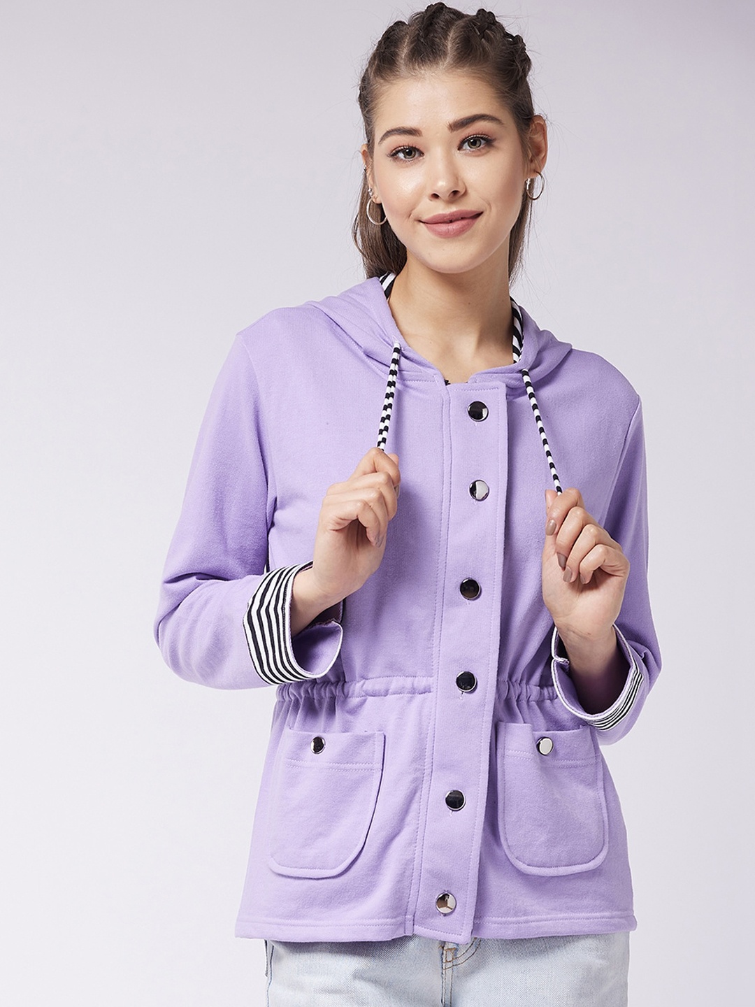 

Miss Chase Women Purple Washed Longline Tailored Jacket