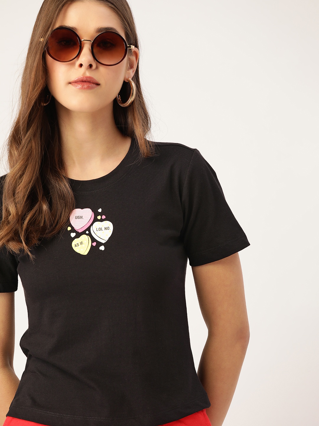 

DressBerry Women Black Printed T-shirt