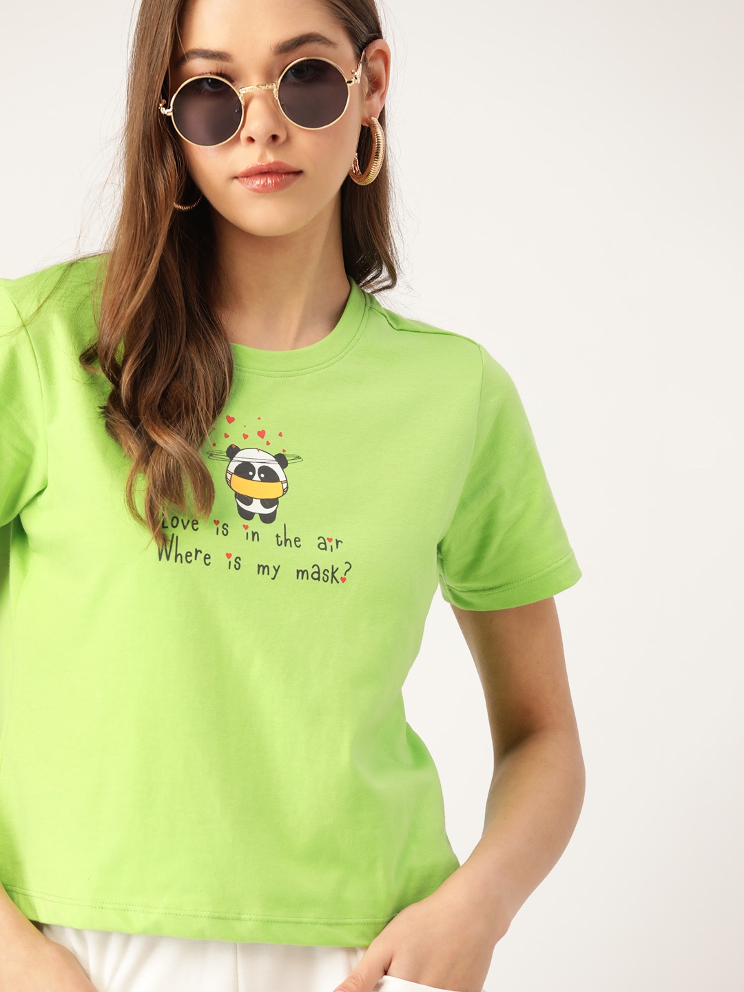 

DressBerry Valentine Collection Women Green Printed T-shirt