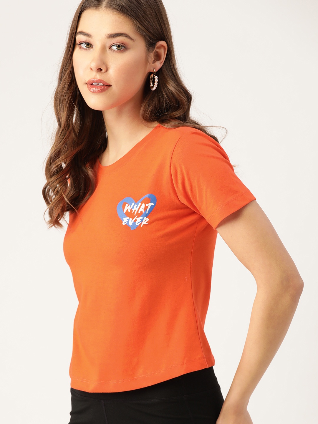 

DressBerry Valentine Collection Women Rust Orange Printed Detail T-shirt