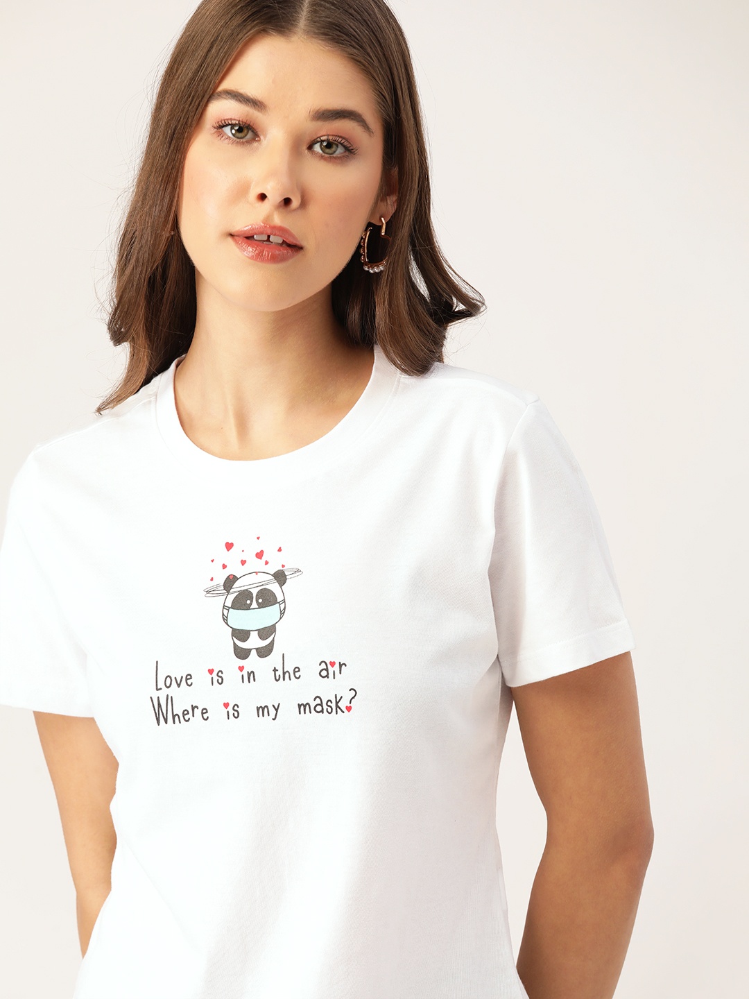 

DressBerry Valentine Collection Women White & Black Typography Printed T-shirt