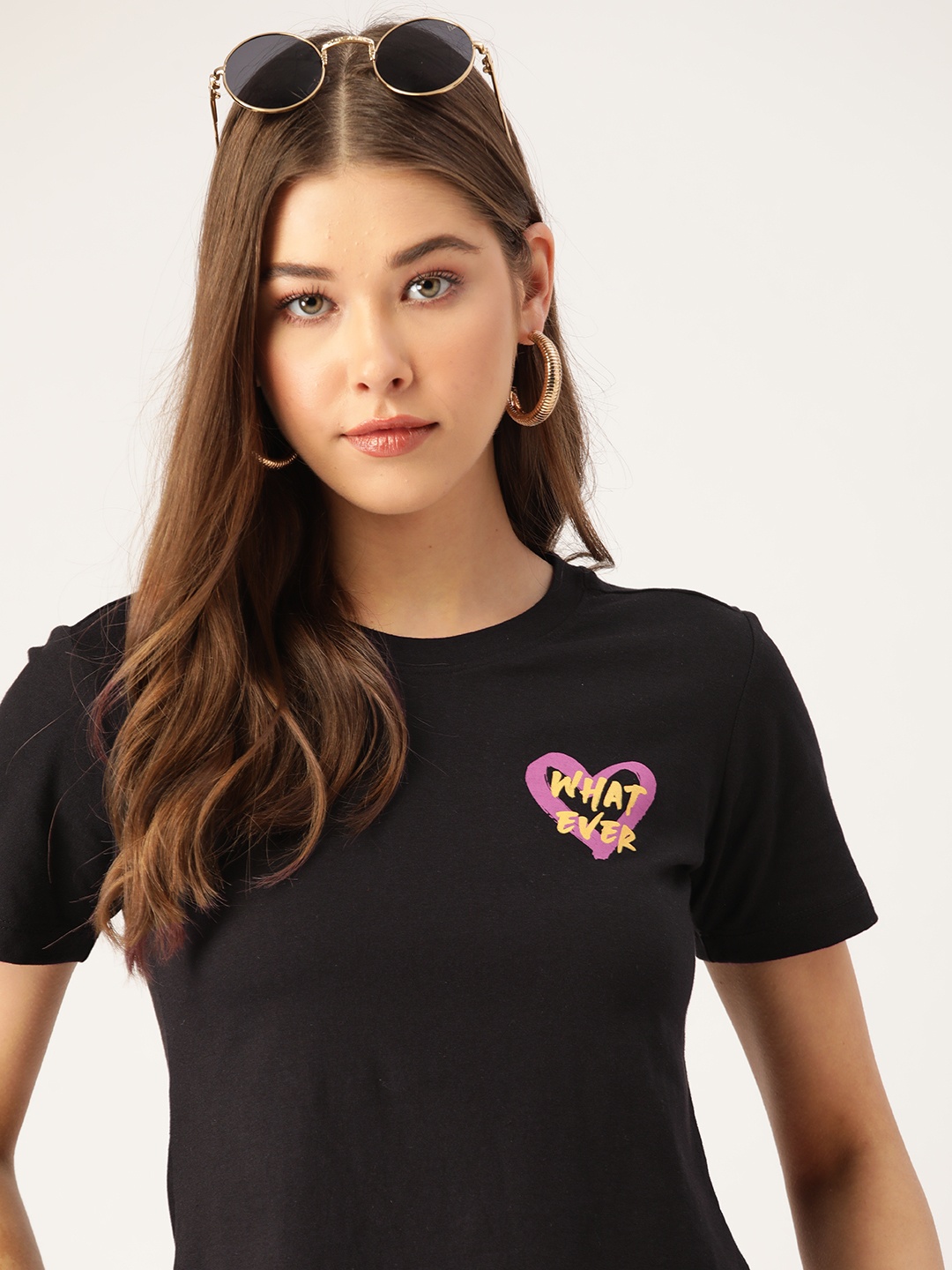 

DressBerry Valentine Collection Women Black Printed Detail T-shirt