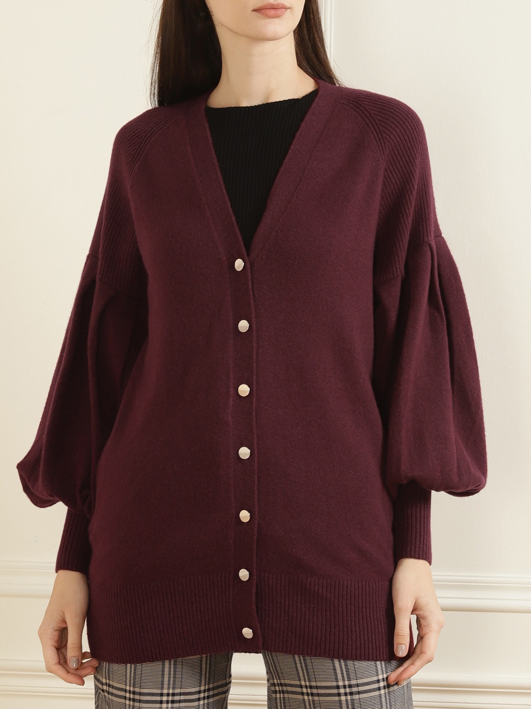 

Ted Baker Women Burgundy Longline Cardigan