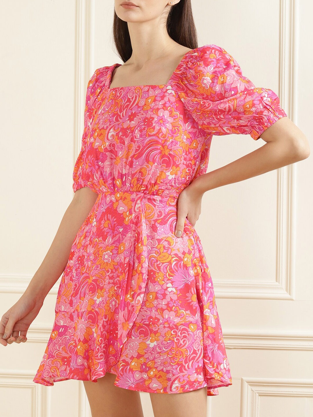 

Ted Baker Pink & Orange Floral Printed Dress