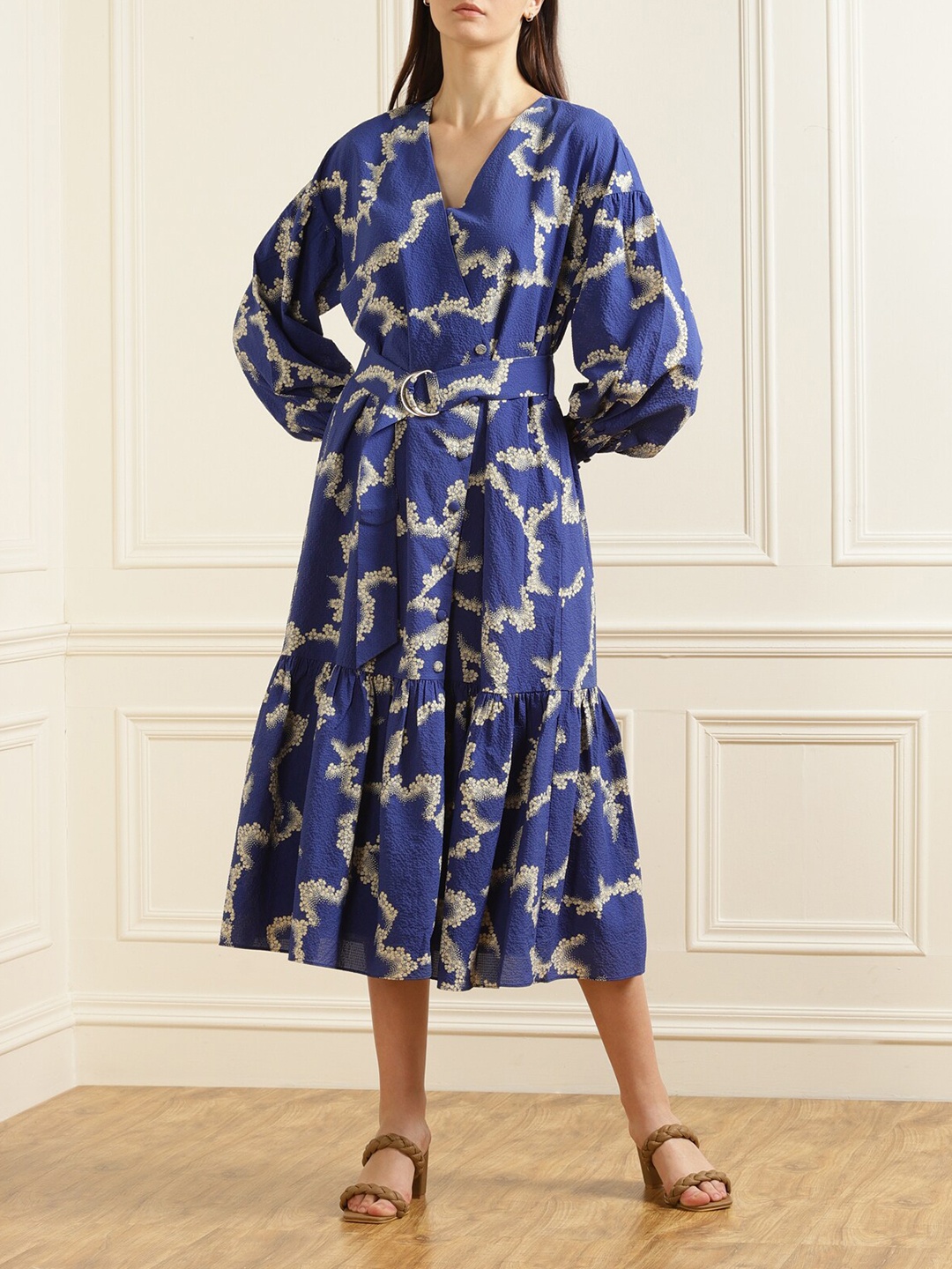 

Ted Baker Blue Floral A-Line Midi Dress