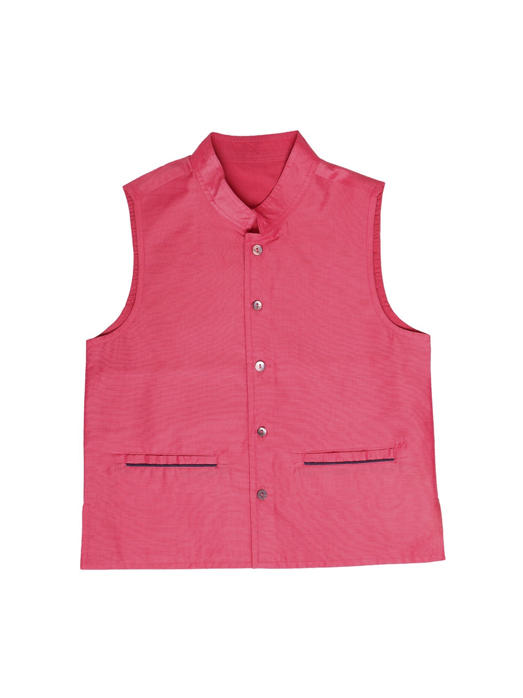 

My Little Lambs Boys Pink Solid Woven Nehru Jacket