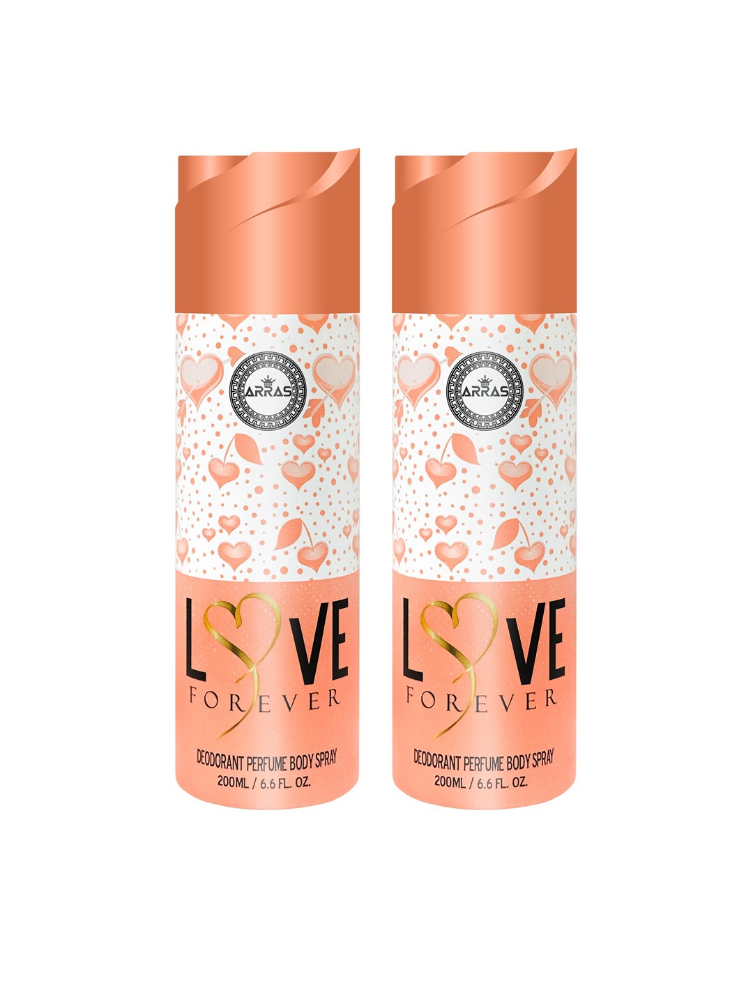

Arras Set Of 2 Love Forever Deodorant Body Spray 200 ml, Orange
