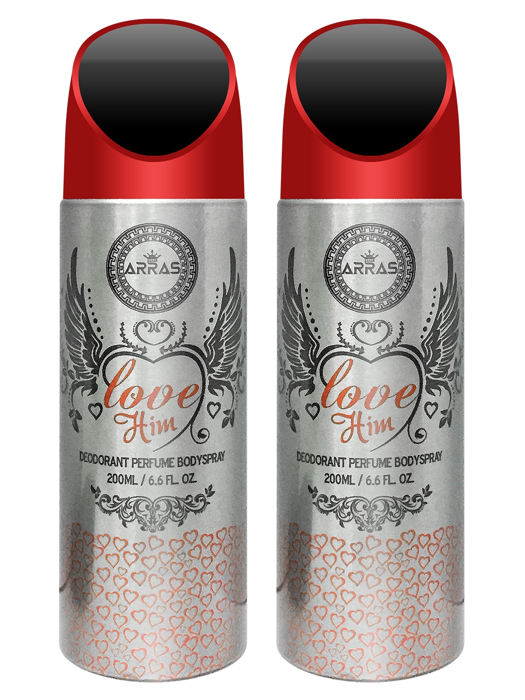 

Arras Set Of 2 Grey Love Him Deodorant Body Spray 200 ml