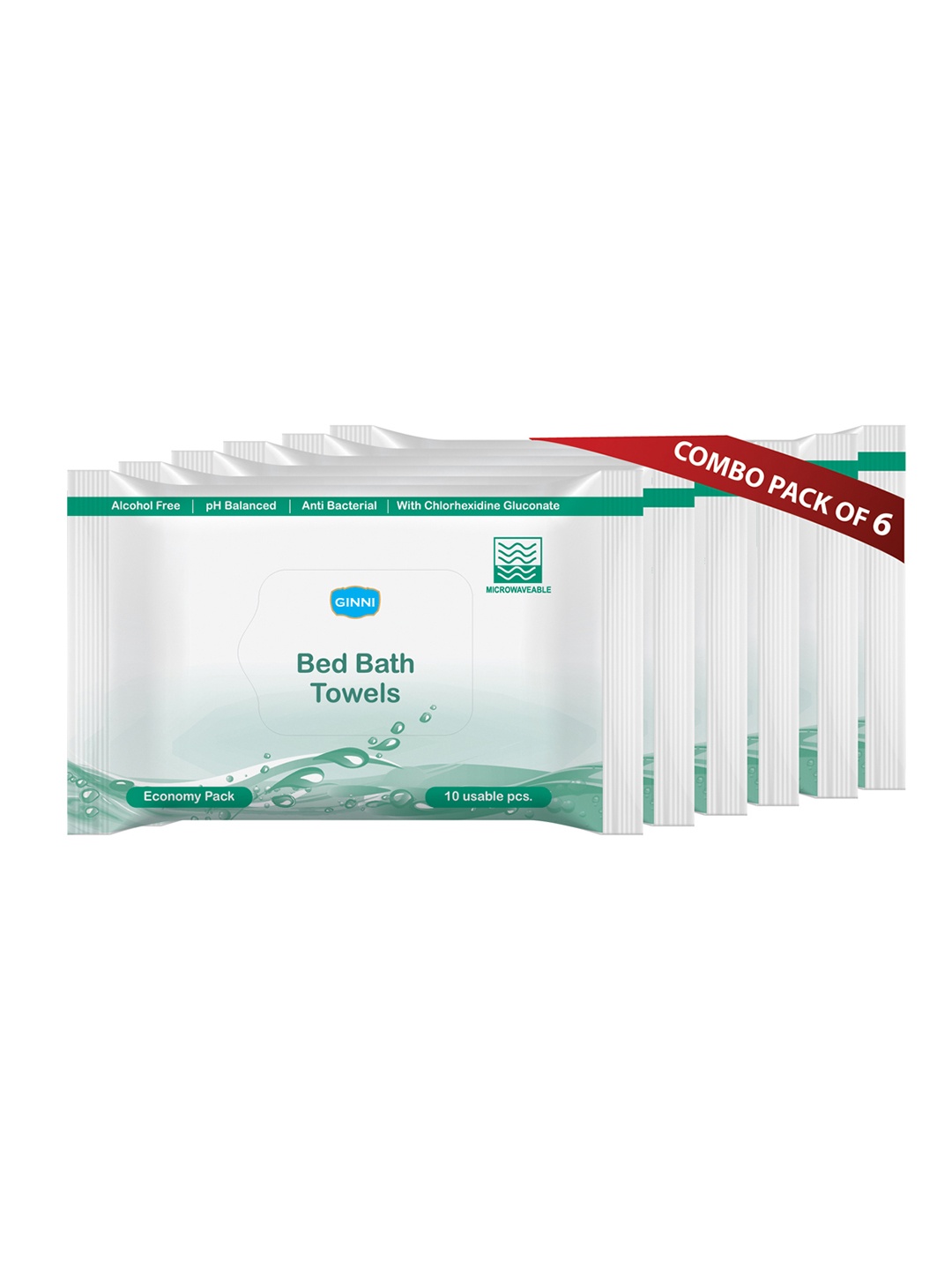 

Ginni Set Of 6 White Hygiene Wet Bed Bath Towel
