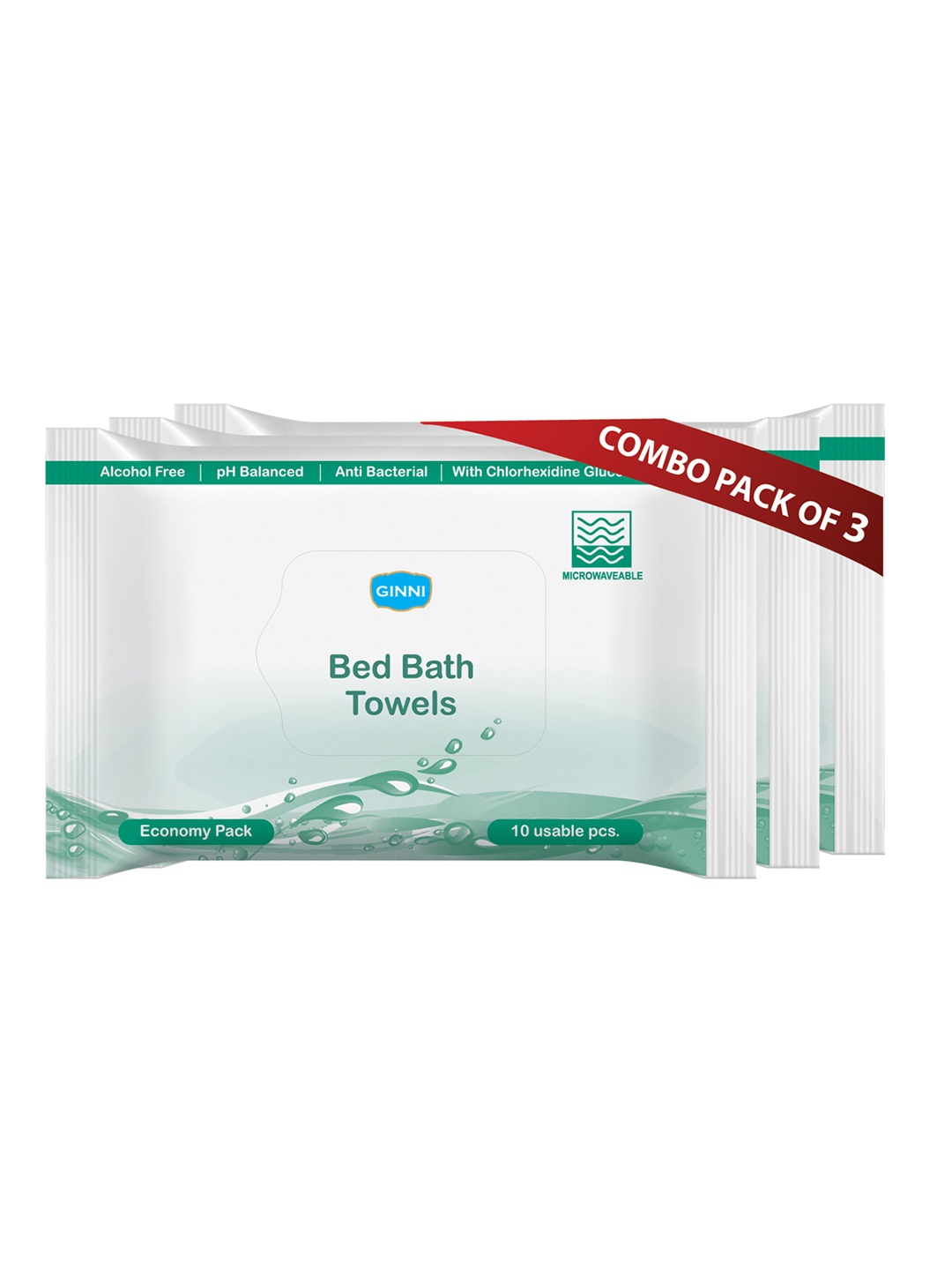 

Ginni Unisex Hygiene Wet Bed Bath Wipes Set of 3, White