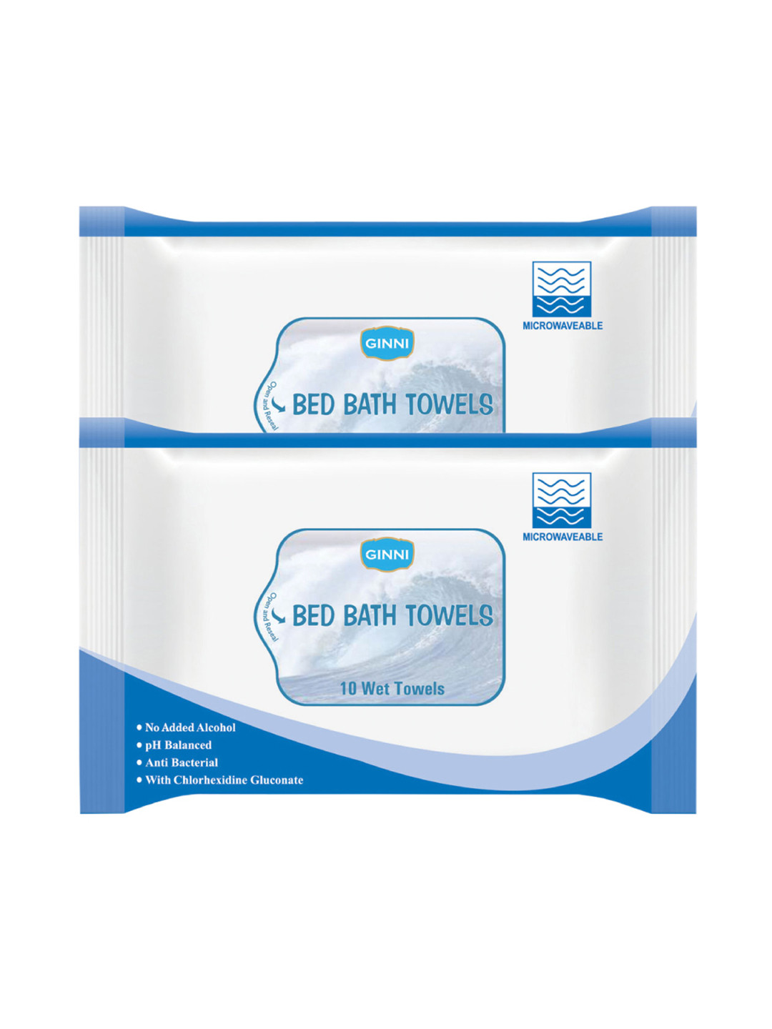 

Ginni Set of 2 Hygiene Wet Bed Bath Towel, White